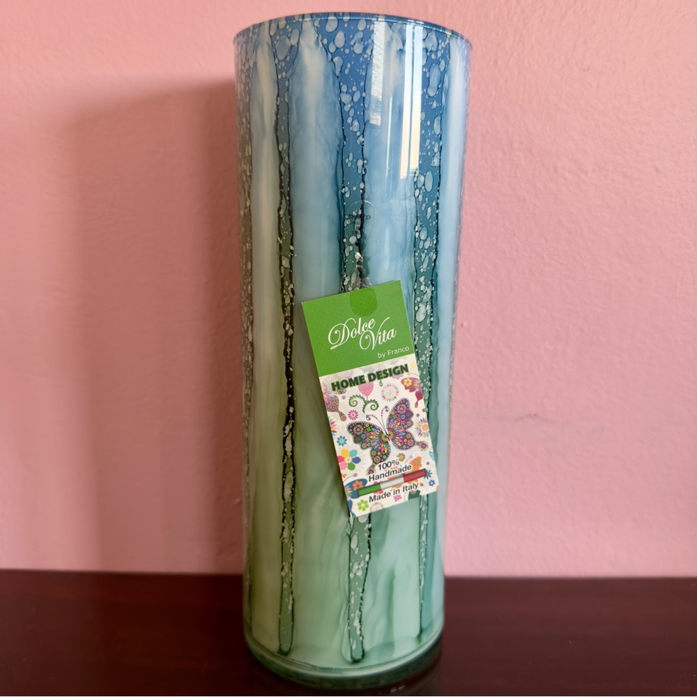 Dolce Vita by Franco Italian Art Glass Vase 9.75” Handmade NWT